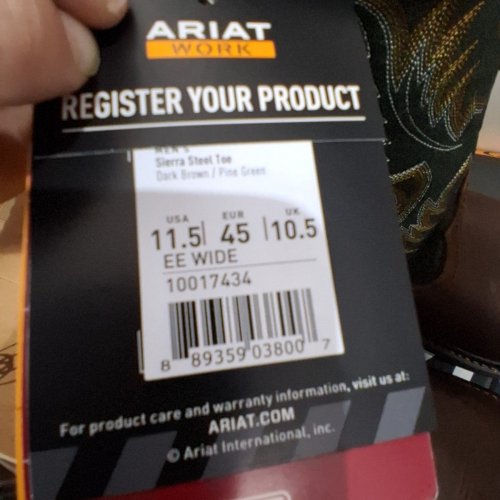 MEN'S ARIAT SIERRA SQUARE TOE STEEL TOE WORK BOOTS - SIZE 11.5EE WIDE - DARK BROWN/PINE GREEN (MODEL: 10017434) image 3