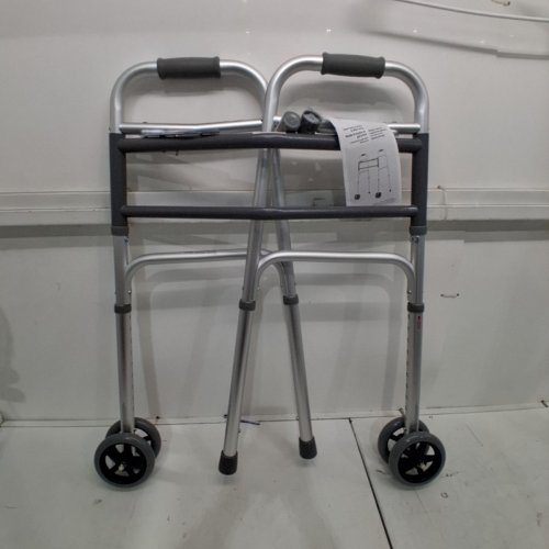 MEDLINE GUARDIAN FOLDING PORTABLE ADJUSTABLE ALUMINUM WALKER - 500LBS CAPACITY - GREY (MODEL: MDS86410XWW) image 2