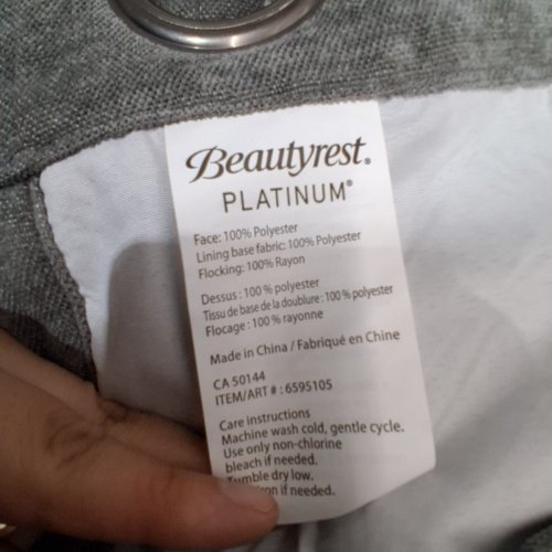 (2 PANELS) BEAUTYREST PLATINUS BLACKOUT GROMMET-TOP CURTAINS - 52" X 90" - GREY - (MODEL: 6595105) image 4