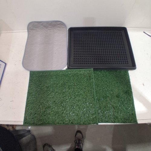 3PC INDOOR ARTIFICIAL GRASS PET POTTY PAD - 16" X 20" - BLACK/GREEN (MODEL: Q7797) image 3