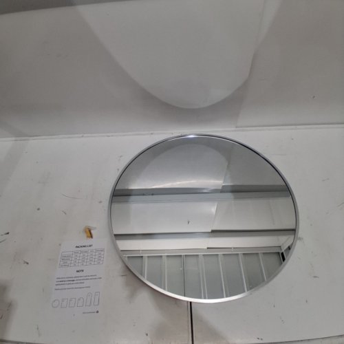 METAL FRAME ROUND BATHROOM MIRROR - 24" - SILVER image 2
