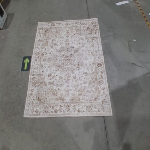 NON-SLIP WASHABLE INDOOR AREA RUG - 4FT X 6FT - CREAM/BEIGE image 2