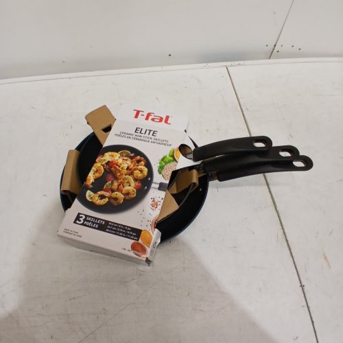 3PC TFAL CERAMIC NON-STICK SKILLET SET - 8'' / 9'' / 11'' - BLACK (MODEL: 8899888) image 2