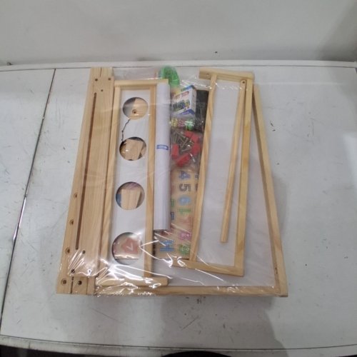 JOYOOSS KIDS ADJUSTABLE ART EASEL WITH DOUBLE-SIDED MAGNETIC BOARD, WHITEBOARD, CHALKBOARD AND PAPER ROLL - 39" - 43" - BROWN (MODEL: JOY109) image 2