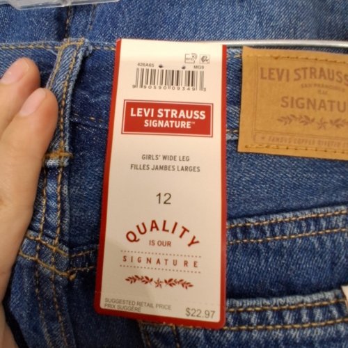 GIRLS' LEVI STRAUSS SIGNATURE WIDE LEG JEANS - SIZE 12 - DARK BLUE image 4