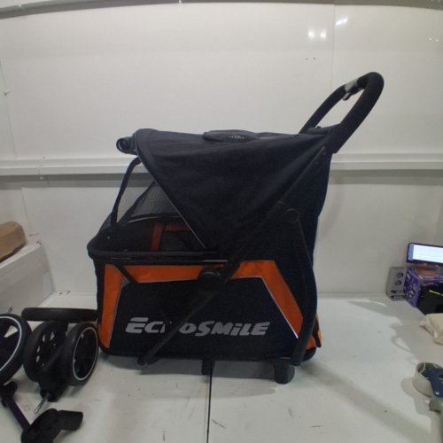 ECOSMILE PET STROLLER - 37"HX34"LX24"W - BLACK/ORANGE image 3