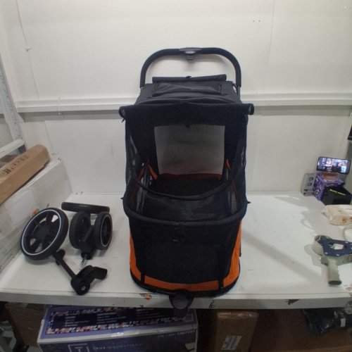 ECOSMILE PET STROLLER - 37"HX34"LX24"W - BLACK/ORANGE image 4
