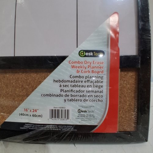 DESK TECH DRY ERASE WEEKLY PLANNER WHITE BOARD WITH CORK BULLETING BOARD - 16'' X 24'' - BLACK (MODEL: 30853) image 2