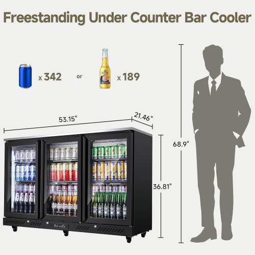 BODEGA COOLER 12 CU.FT COMMERCIAL BAR REFRIGERATOR WITH A STAINLESS STEEL TOP, 6 CASTERS AND LED LIGHTS (MODEL: BTC-320FC) image 2
