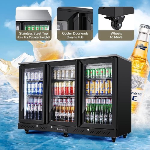 BODEGA COOLER 12 CU.FT COMMERCIAL BAR REFRIGERATOR WITH A STAINLESS STEEL TOP, 6 CASTERS AND LED LIGHTS (MODEL: BTC-320FC) image 4