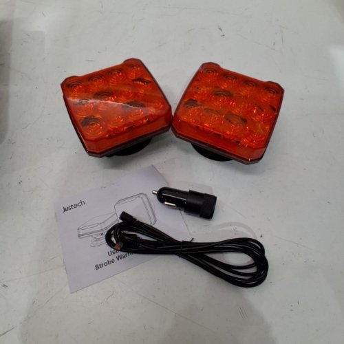 2PK JUSTECH 12 LED RECHARGEABLE WIRELESS MAGNETIC STROBE HAZARD LIGHTS - AMBER image 3