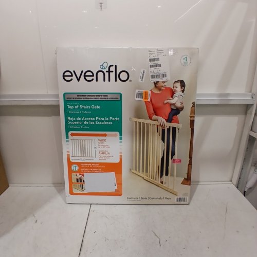 EVENFLO WALK-THRU TOP OF STAIRS EXTRA WIDE BABY & PET GATE - 32" X 30" - 48" - NATURAL WOOD BROWN (MODEL: 1050500 1050) image 3