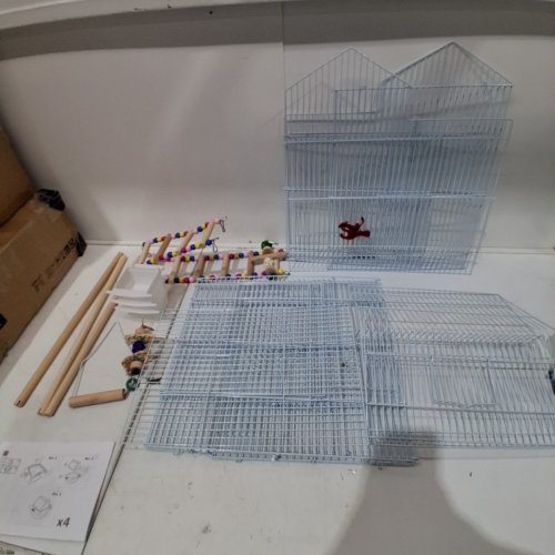 YAHEETECH ROOF TOP BIRD CAGE FOR SMALL BIRDS WITH TOYS & FEEDER DOORS - 39" - WHITE - (MODEL:591471) image 2
