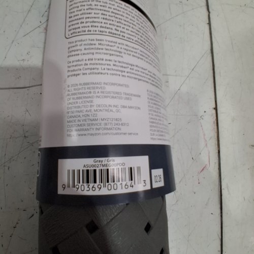 RUBBERMAID NON-SLIP SHOWER MAT - 27.2" X 15.2" - DARK GREY (MODEL : ASU0027MEG00PDD) image 3