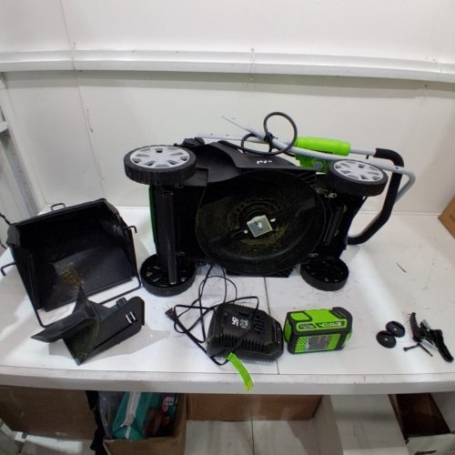 GREENWORKS ELECTRIC CORDLESS LAWN MOWER WITH CHARGER - 40V - 14" - GREEN (MODEL: LMF334) image 6