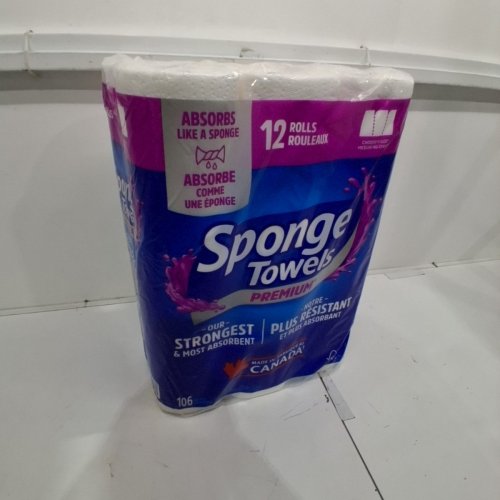 12PK SPONGE TOWELS PREMIUM PAPER TOWEL ROLLS (MODEL: 1654338) image 2