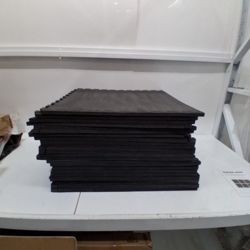 24PK SUPERJARE HIGH DENSITY EVA FOAM RUBBER TOP INTERLOCKING EXERCISE EQUIPMENT MATS - 24" X 24" - BLACK/BLUE (MODEL: 9605L) image 3