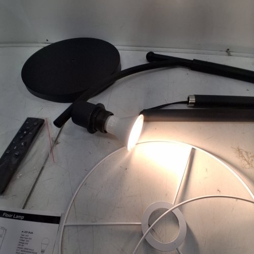 NEWFS FLOOR LAMP WITH LINEN SHADE FOOT SWITCH - 62" - BLACK - (MODEL:XBFL002-2) image 2