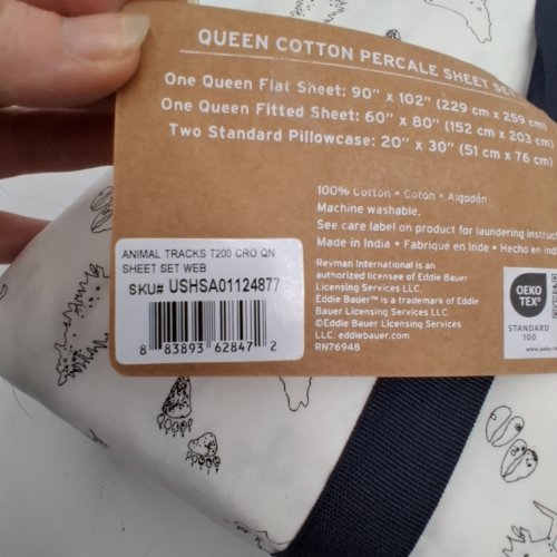 4PC EDDIE BAUER COTTON PERCALE SHEET SET - QUEEN - WHITE (USHSA01124877) image 2