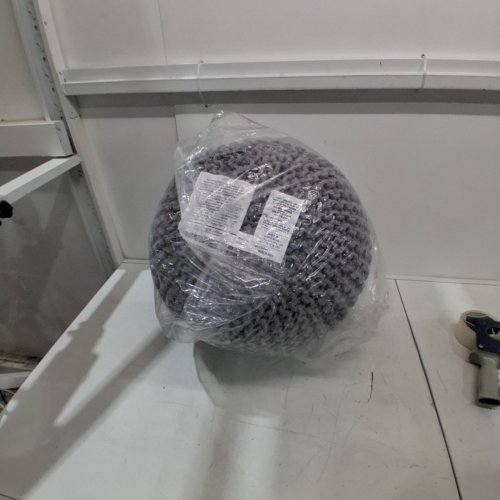 BIRDROCK BOHO KNIT POUF OTTOMAN - 18" - GRAY image 3