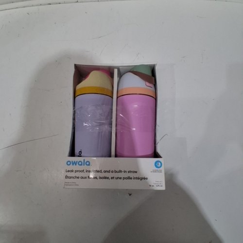 2PK OWALA INSULATED WATER BOTTLES WITH BUILT-IN STRAWS - 16 OZ / 475 ML EACH - LAVENDER AND PINK image 5
