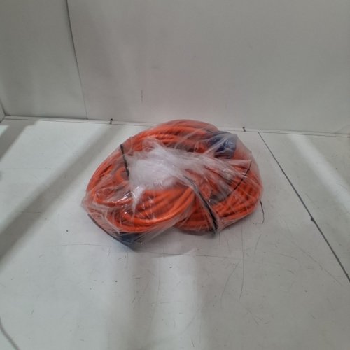 3PC PRIME WIRE OUTDOOR EXTENSION CORD COMBO WITH 2 EXTENSION CORDS AND 2FT TRIPLE TAP ADAPTER - 50FT - ORANGE (MODEL: 1734187) image 4
