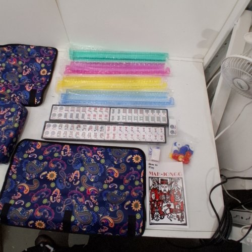 166PC JULYMODA AMERICAN MAHJONG TILE SET - BLUE/WHITE image 3
