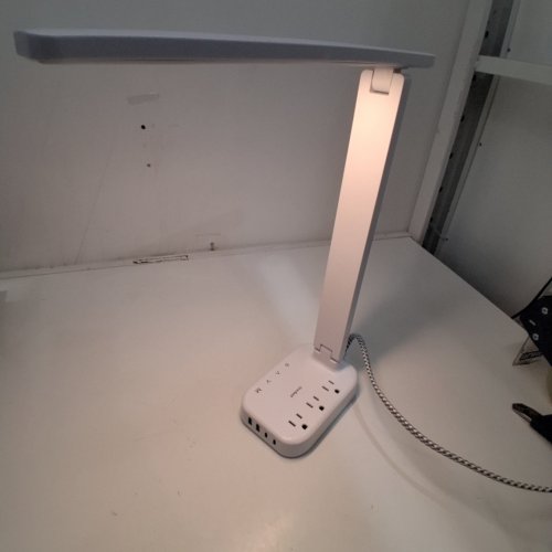 ONE BEAT FOLDABLE DESK LAMP LIGHT WITH 3 OUTLETS, TOUCH CONTROLS, USB-C AND USB-A PORTS - WHITE (MODEL: OB3LDC2) image 2
