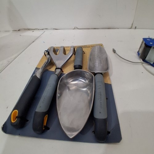 4PC WOODLAND TOOLS CO. WEED & PLANT GARDENING TOOL SET - SILVER/GREY image 2