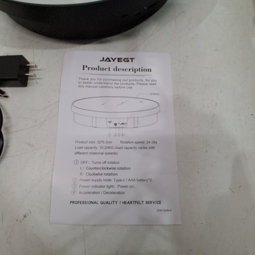 JAYEGT MOTORIZED ROTATING DISPLAY STAND- 12" - BLACK (MODEL: JY-32CM MIRROR-B) image 3