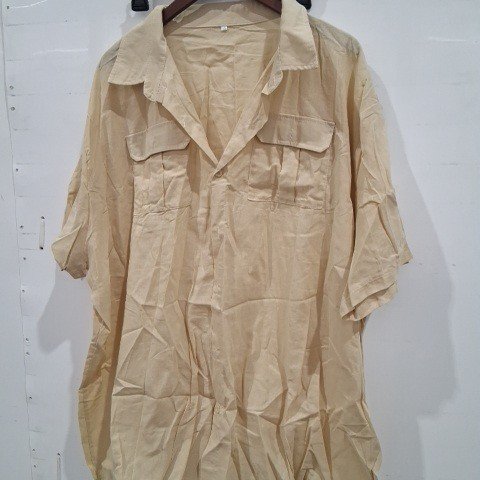 MEN'S BUTTON UP SHIRT LONG SLEEVE COTTON - 5XL - BEIGE image 2