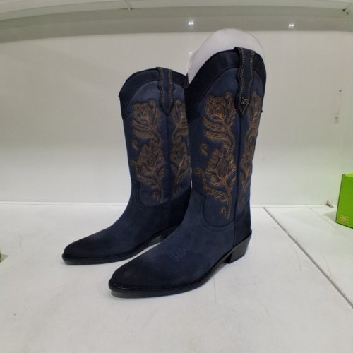 WOMEN'S SAM EDELMAN RUE WESTERN BOOT - 6 - BLUE DENIM/SUEDE (STYLE: J6444M1400) image 4