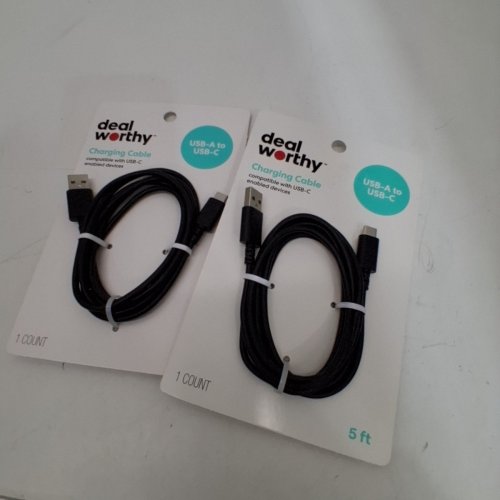 2 DEALWORTHY USB-A TO USB-C CHARGING CABLES - 5FT EACH - BLACK image 3