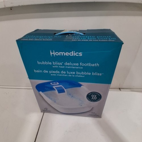HOMEDICS BUBBLE BLISS DELUXE MASSGING FOOT SPA WITH HEAT SPLASH GUARD AND RAISED NODES - WHITE/BLUE (MODEL: FB-50) image 5