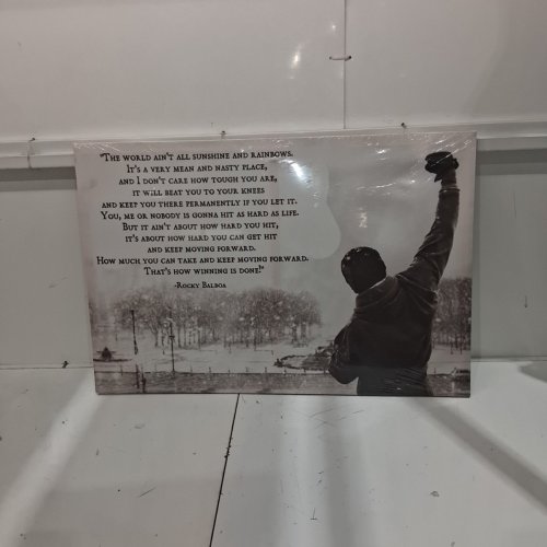 ROCKY BALBOA MOTIVATIONAL WALL ART - 24" X 36" - BLACK/WHITE image 2