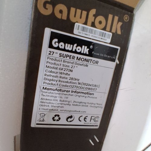 GAWFOLK CURVED GAMING COMPUTER MONITOR 280HZ, 1080P, 178 ANGLE - 27" - WHITE (MODEL: GF270N) image 5