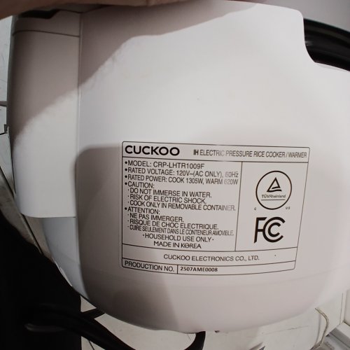 CUCKOO RICE COOKER TWIN PRESSURE INDUCTION HEATING - 10 CUP CAPACITY - WHITE (MODEL: CRP-LHTR1009F) image 7