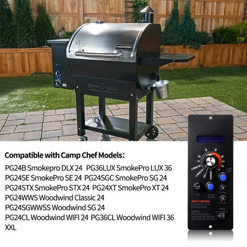 FLAME ENGINE REPLACEMENT DIGITAL CONTROL PANEL FOR SELECT CAMP CHEF PELLET GRILL - BLACK/STAINLESS STEEL image 2