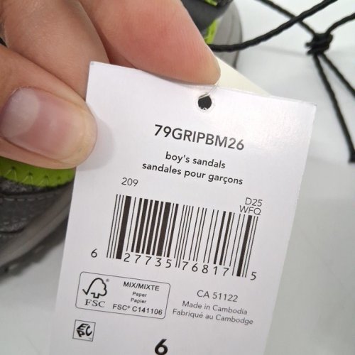 BOY'S GEORGE SANDALS - SIZE 6 - GREY/GREEN image 2