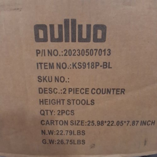 2PK OULLUO FAUX LEATHER COUNTER HEIGHT BAR STOOLS- 25" HEIGHT - BLACK (MODEL: KS918P-NG) image 2