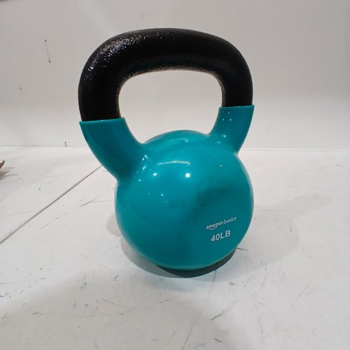 AMAZON BASICS CAST IRON KETTLE BELL - 40 LBS - TEAL image 3