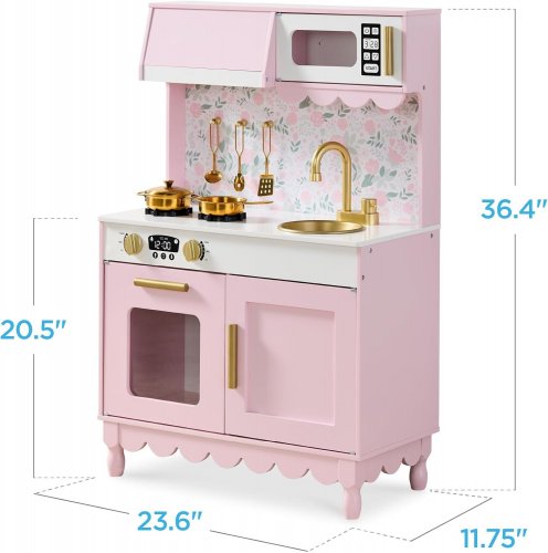 BEST CHOICE PRODUCTS PLAY KITCHEN - 23.6" X 11.75" X 36.4" - PINK (MODEL: SKY8537) image 2