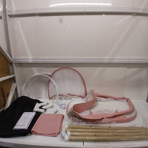 PORTABLE BABY BASSINET WITH MESH COVER AND UNDER STORAGE - 35" X 21" X 35" - PINK (MODEL: B6) image 2