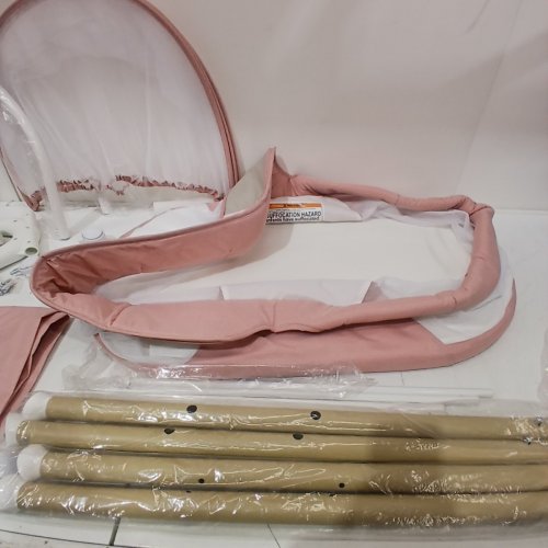 PORTABLE BABY BASSINET WITH MESH COVER AND UNDER STORAGE - 35" X 21" X 35" - PINK (MODEL: B6) image 4