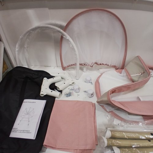 PORTABLE BABY BASSINET WITH MESH COVER AND UNDER STORAGE - 35" X 21" X 35" - PINK (MODEL: B6) image 5