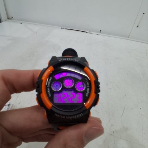 KIDS EDILLAS DIGITAL WATCH - 1.75", 7 LED COLOURED LIGHTS, 50M WATERPROOF, STOPWATCH, ALARM CLOCK - ORANGE/BLACK image 2