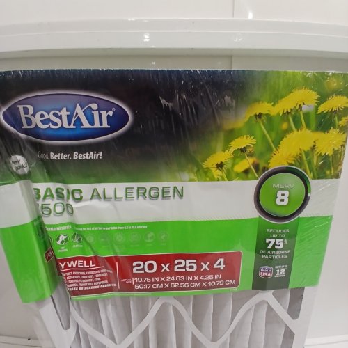 BESTAIR AC FURNACE AIR FILTER - MERV 8 - 20" X 25" X 4" - WHITE image 2