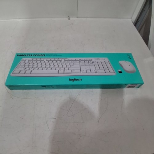 2PC LOGITECH FULL-SIZE WIRELESS COMBO - ADJUSTABLE HEIGHT KEYBOARD WITH WIRELESS MOUSE - OFF WHITE - (MODEL: 920-013290) image 2