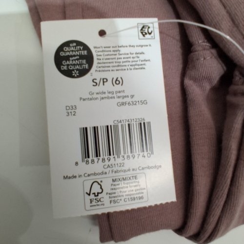 GIRLS GEORGE WIDE LEG PANTS - SMALL - MAUVE (STYLE: GRF63215G) image 2