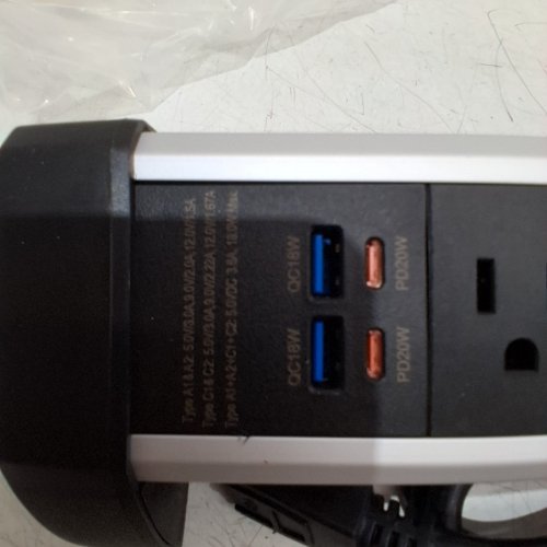 ALUMINUM-ALLOY DESKTOP POWER STRIP AND SOCKET EXTENSION WITH USB-A CHARGING PORTS AND MOUNTING CLAMPS - BLACK/SILVER image 3
